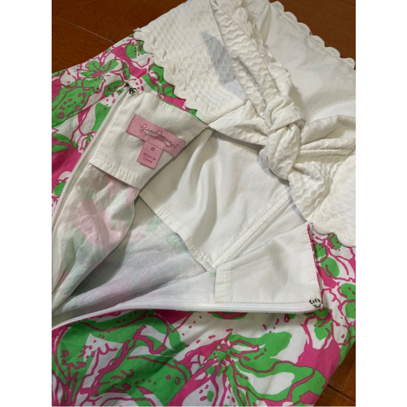 Women's Lilly Pulitzer Strapless Dress Size 0 Pink Green Floral - Picture 4 of 5